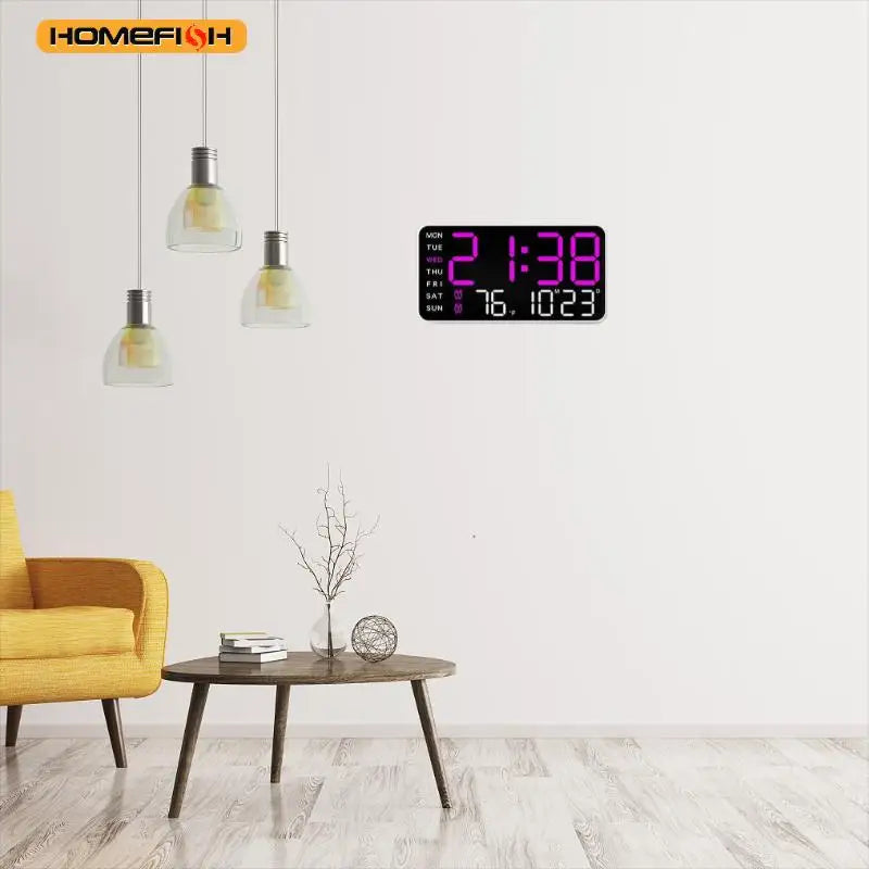 Giant Intelligent Digital Wall Clock|One screen to control time-temperature-date, home technology pulls full!